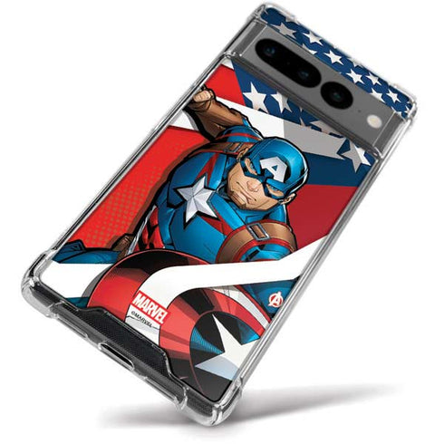 Marvel Captain America Action Pose Google Pixel 7 Pro Clear Case