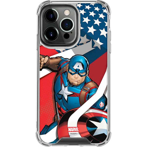 Marvel Captain America Action Pose iPhone 13 Pro Clear Case