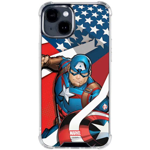 Marvel Captain America Action Pose iPhone 14 Plus Clear Case