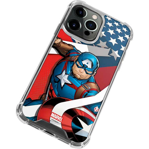 Marvel Captain America Action Pose iPhone 14 Pro Clear Case