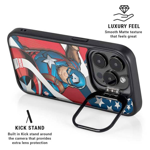 Marvel Captain America Action Pose iPhone 14 Pro Kickstand Case