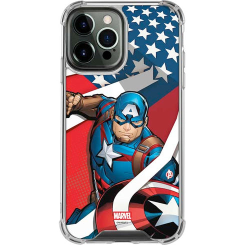 Marvel Captain America Action Pose iPhone 14 Pro Max Clear Case