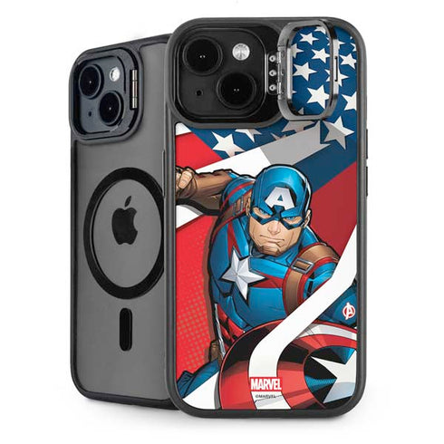 Marvel Captain America Action Pose iPhone 15 Plus Kickstand Case
