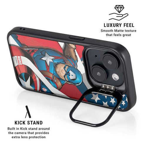 Marvel Captain America Action Pose iPhone 15 Plus Kickstand Case