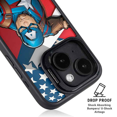 Marvel Captain America Action Pose iPhone 15 Plus Kickstand Case