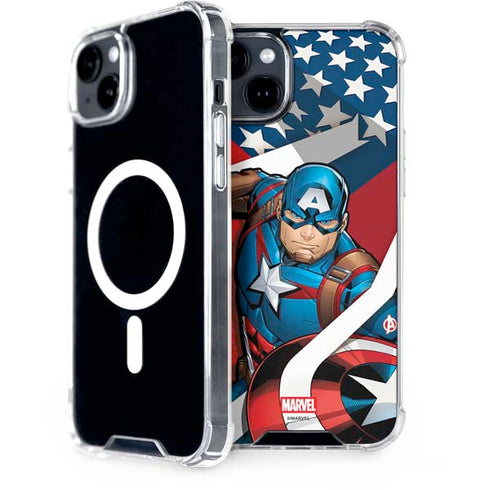 Marvel Captain America Action Pose iPhone 15 Plus MagSafe Case
