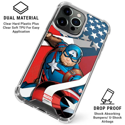 Marvel Captain America Action Pose iPhone 15 Pro Clear Case