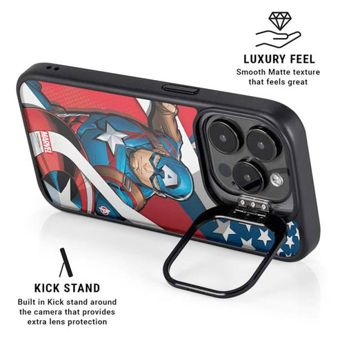 Marvel Captain America Action Pose iPhone 15 Pro Kickstand Case