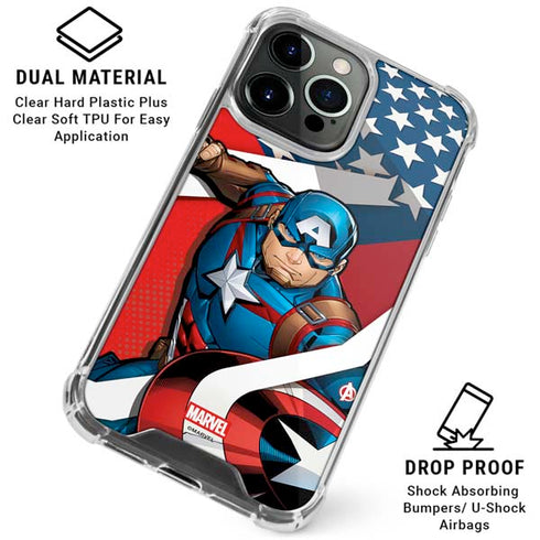 Marvel Captain America Action Pose iPhone 15 Pro Max Clear Case