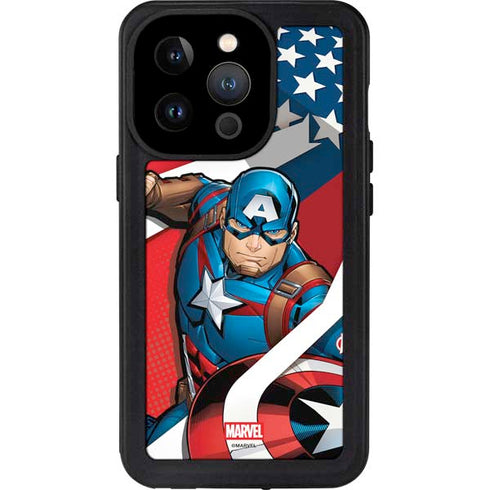 Marvel Captain America Action Pose iPhone 15 Pro Waterproof Case