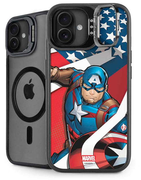 Marvel Captain America Action Pose iPhone 16 Kickstand Case