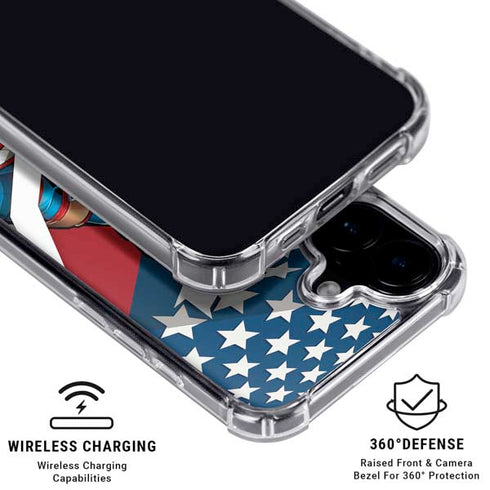 Marvel Captain America Action Pose iPhone 16 Plus Clear Case