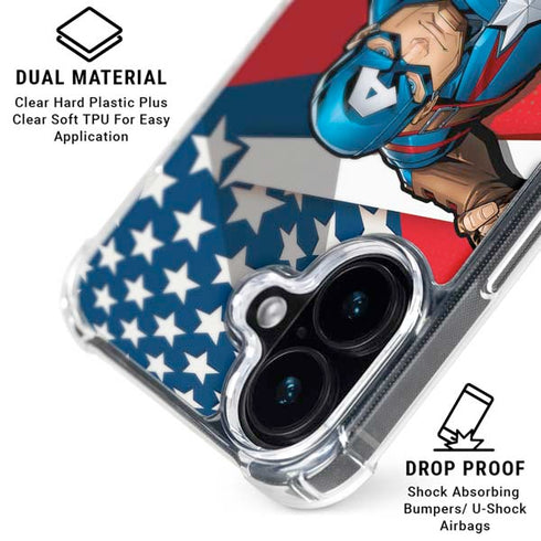 Marvel Captain America Action Pose iPhone 16 Plus Clear Case