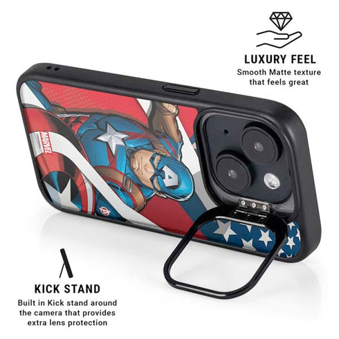 Marvel Captain America Action Pose iPhone 16 Plus Kickstand Case
