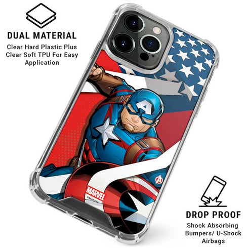 Marvel Captain America Action Pose iPhone 16 Pro Max Clear Case