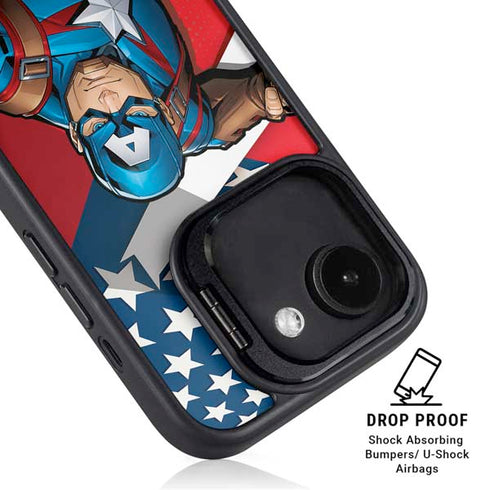 Marvel Captain America Action Pose iPhone 16e Kickstand Case