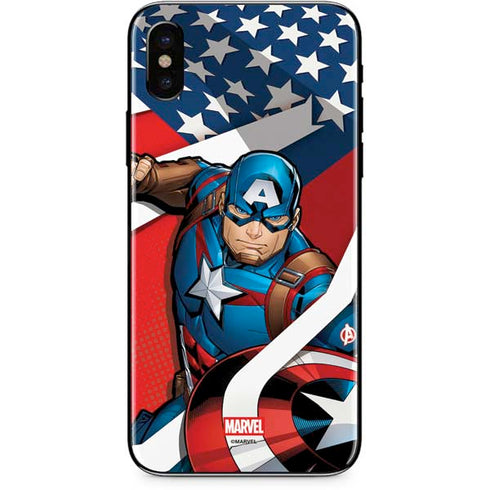 Marvel Captain America Action Pose iPhone X Skin