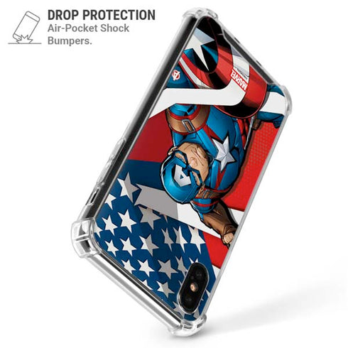 Marvel Captain America Action Pose iPhone X/XS Clear Case
