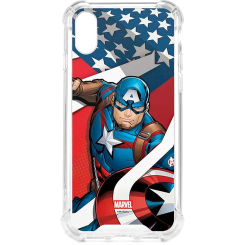 Marvel Captain America Action Pose iPhone XS Clear Case