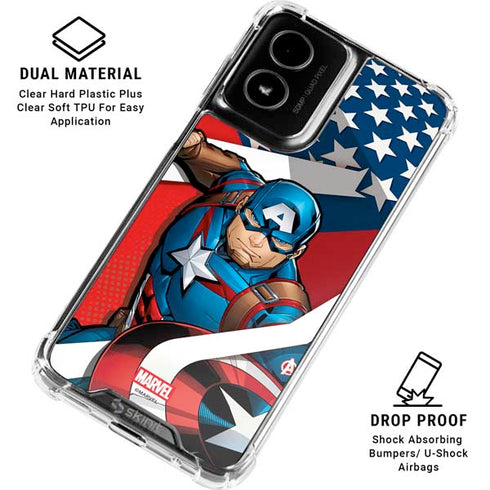Marvel Captain America Action Pose Moto G Power 5G (2024) Clear Case