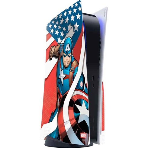 Marvel Captain America Action Pose PS5 Console Skin