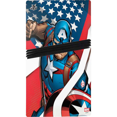 Marvel Captain America Action Pose PS5 Pro Console Skin