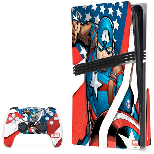 Marvel Captain America Action Pose PS5 Pro Disk Bundle Skin