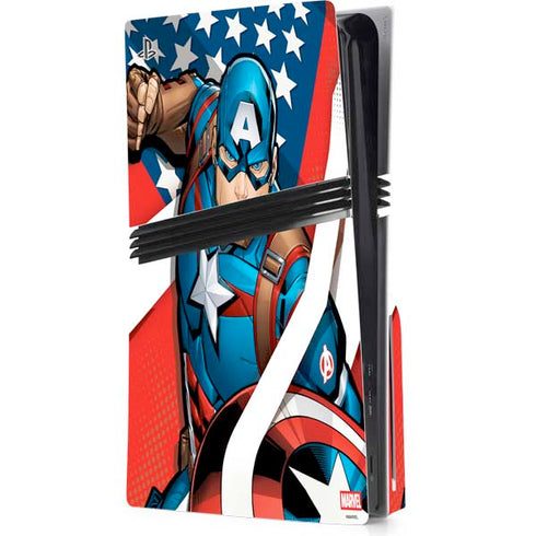 Marvel Captain America Action Pose PS5 Pro Disk Console Skin