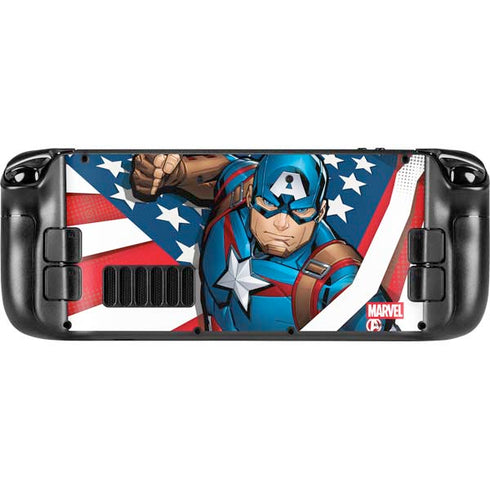 Marvel Captain America Action Pose Steam Deck Handheld Gaming Computer Skin