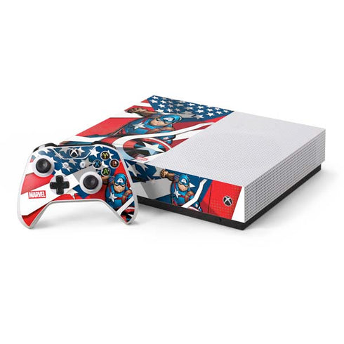 Marvel Captain America Action Pose Xbox One S Console and Controller Bundle Skin
