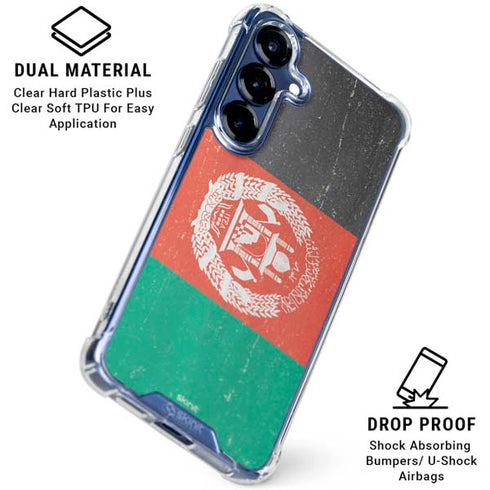 Afghanistan Flag Distressed Galaxy S25 Plus Clear Case