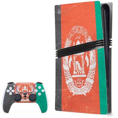 Afghanistan Flag Distressed PS5 Pro Bundle Skin