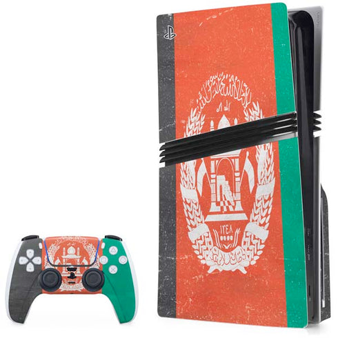 Afghanistan Flag Distressed PS5 Pro Disk Bundle Skin