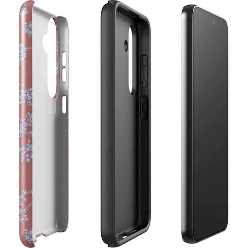 Airy Blue Floral Galaxy S25 Plus Impact Case