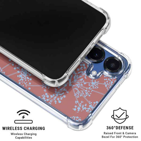 Airy Blue Floral Galaxy S25 Clear Case