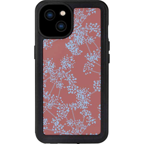 Airy Blue Floral iPhone 15 Plus Waterproof Case