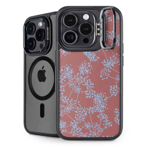 Airy Blue Floral iPhone 15 Pro Kickstand Case