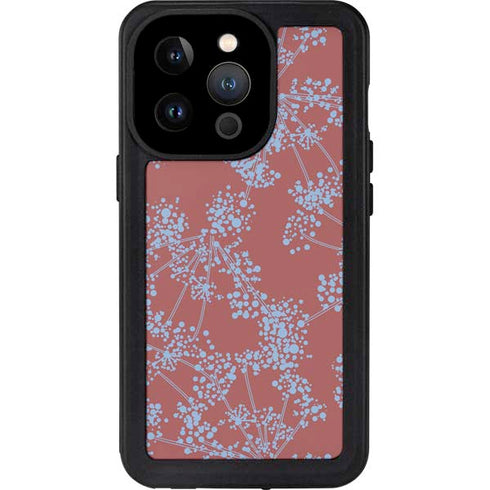 Airy Blue Floral iPhone 15 Pro Waterproof Case