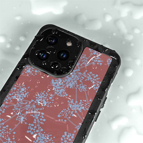 Airy Blue Floral iPhone 15 Pro Waterproof Case