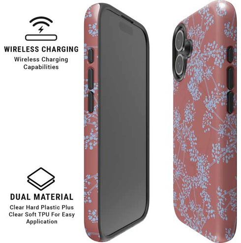 Airy Blue Floral iPhone 16 Magsafe Impact Case