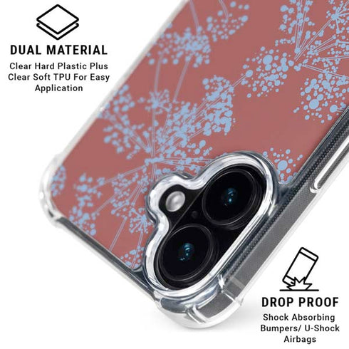 Airy Blue Floral iPhone 16 Plus Clear Case
