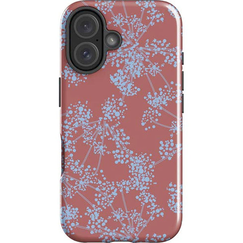 Airy Blue Floral iPhone 16 Plus Impact Case