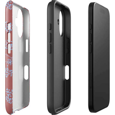 Airy Blue Floral iPhone 16 Plus Impact Case