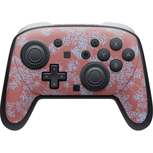 Airy Blue Floral Nintendo Switch 2 (2025) Pro Controller Skin