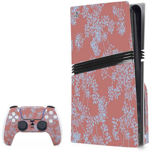Airy Blue Floral PS5 Pro Disk Bundle Skin