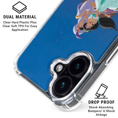 Disney Aladdin and Jasmine Magic Carpet iPhone 16 Plus Clear Case