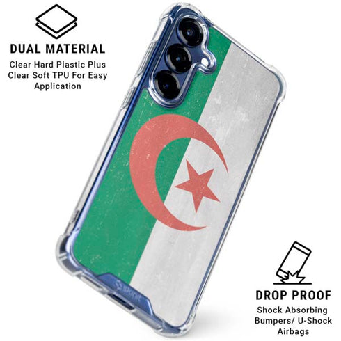 Algeria Flag Distressed Galaxy S25 FE Clear Case
