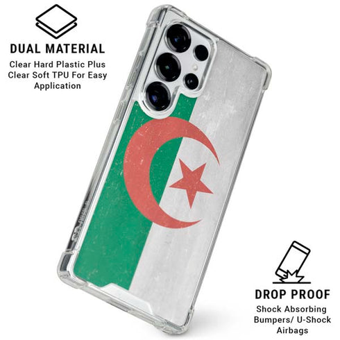 Algeria Flag Distressed Galaxy S26 Ultra Clear Case