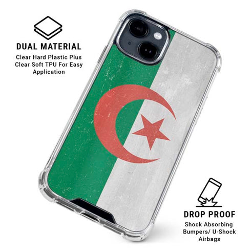 Algeria Flag Distressed iPhone 15 Clear Case