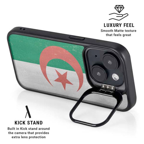 Algeria Flag Distressed iPhone 15 Kickstand Case